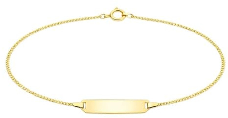 JC Trauringe Baby- & Kinder ID-Armband Goldarmband 585 Gold 14 cm I Panzerflach Armband mit Gravur Taufarmband Gold Namensarmband mit Namen Kinderschmuck | Nickelfrei | Made in Germany I 5.56030