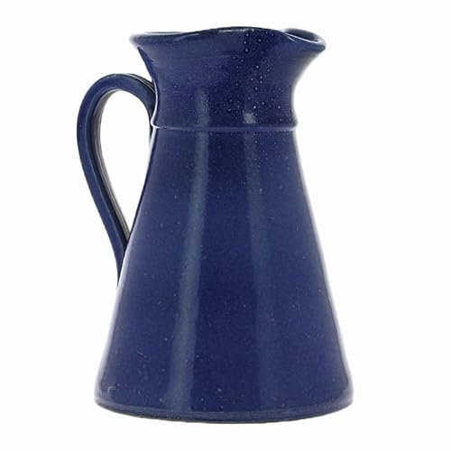 Blue Stoneware Handle Water Jug Pitcher 1L - Turgis Pottery - Made in Calvados