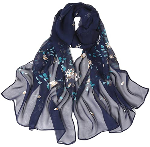 FAIRYGATE Seidenschal Damen 100% Seide XXL Blumen Seidentuch Stola für Abendkleid Hochzeit Seide Schal Halstuch A4207