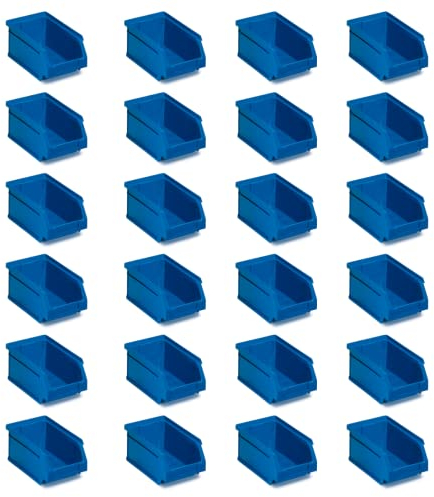 Tayg Pack 24 Gavetas de Plastico Apilables nº51 - Organizador de Tornillos, Cajones, Caja de Almacenamiento, Cubetas de Plastico Rectangulares (17 x 10 x 8 cm, Azul)