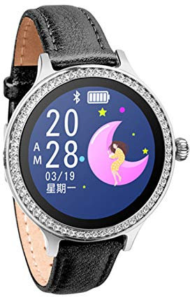QESTO GDS - Reloj inteligente para mujer, pulsera de actividad física, monitor de frecuencia cardíaca, presión arterial, reloj inteligente deportivo (B)