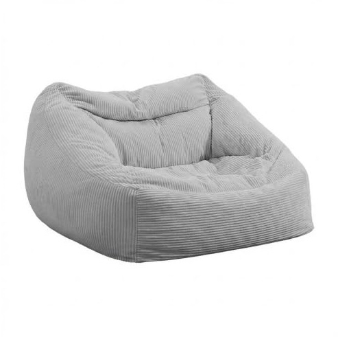 Home Deluxe - Sitzsack Cozy - Stoff: Samt Cord, Farbe: Hellgrau - Maße: 100 x 88 x 80 cm, inkl. Füllung I Sitzmöbel Bean Bag Sitzsäcke