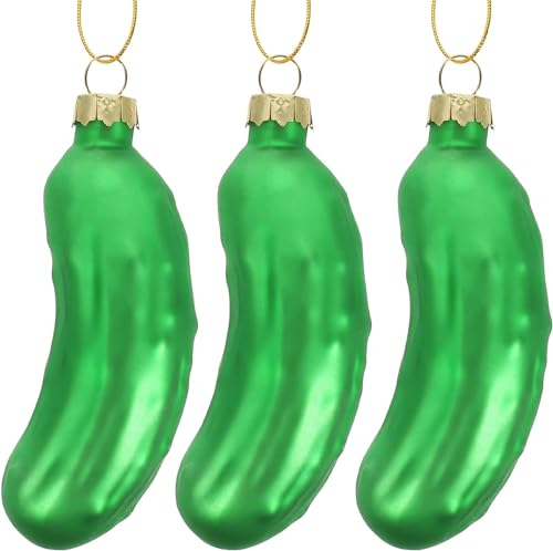 Weihnachtsgurken-Ornament, Glasgurken-Ornament, traditionelle Weihnachts-Hängedekorationen, lustige Gurke, Weihnachtsdekoration, grüner Weihnachtsbaum-Anhänger, geblasene Glasgurke, hängende Ornamente