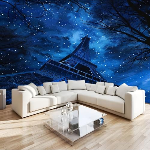 Papier Peint Intissé Photo Mural Tableau Paris Tour Eiffel - Décoration Murale Toison pour Salon, Chambre à Coucher, Salle - Tableaux Tapisserie Photo - 400 x 280 cm