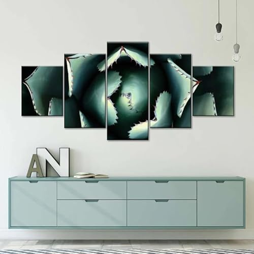 LDHZSS Quadri Moderni Soggiorno 5 Pezzi Agave spinosa Quadro Su Tela 5 Pezzi Di Arte Della Parete Con Cornice Ufficio Cucina Bagni Camera Da Letto Decor