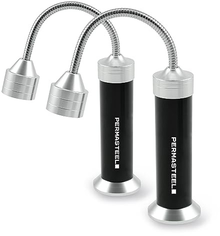 Permasteel Grill Zubehör | Grill Beleuchtung | Grillleuchte mit Magnetfuß | LED Lampe Outdoor | Verstellbare Grilllampe mit Batterien | 2 Stück