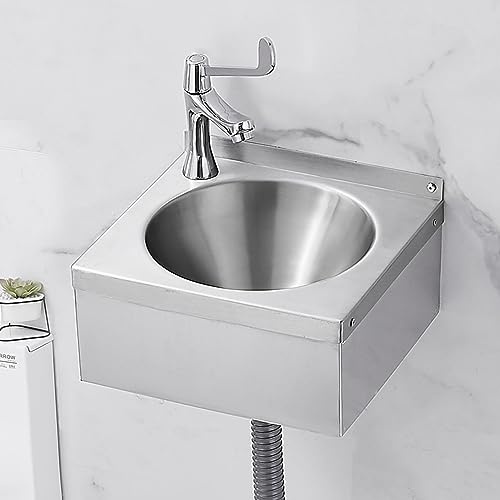 Lavello da Cucina Commerciale a Parete Piccolo in Acciaio Inox 304, lavamani, Facile da installare, lavello per Camper, Bar e Pub (C-30x27x13,5 cm)