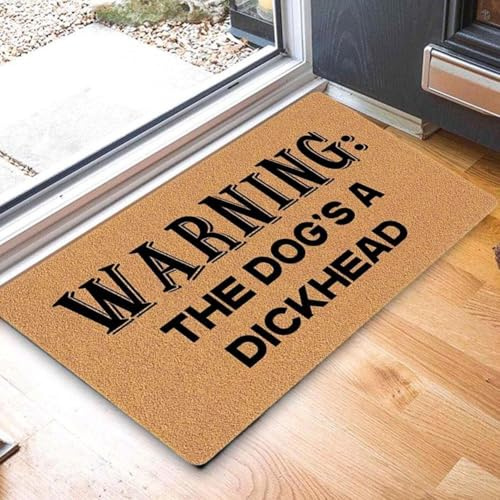 Funny Doormat Front Mat Entryway Outdoor Mat Entryway Floor Decor Warning The Dog Is A Dickhead Doormat Welcome Mats for Entryway Outdoor Decor House Warming Gift
