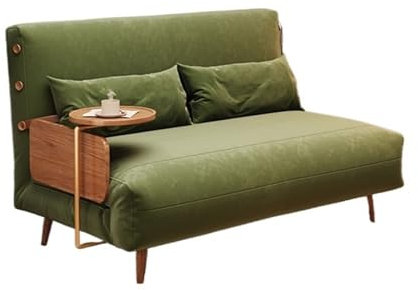 Konvertibel hopfällbar bäddsoffa med sidobord inomhus enkel sovsoffa gästsäng lounge futon soffa (grön 120 cm)