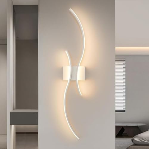 Comely Applique da Parete Interno LED Moderna, 27 W Bianco Linea Lampada da Parete, Lampada a Muro in Alluminio per Camera da Letto Soggiorno Corridoio Scala, Bianco Caldo 3000K