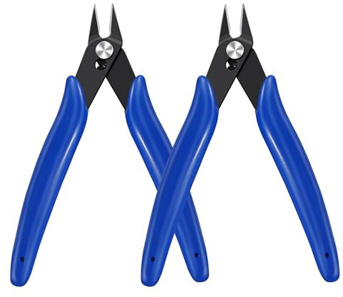 Tunejoy Petite Pince Coupante de Côté Pinces Coupantes Diagonale Mini Pinces Coupante Precision pour 0.5mm Fil Fin et Électronique Bijoux Réparation 2PCS