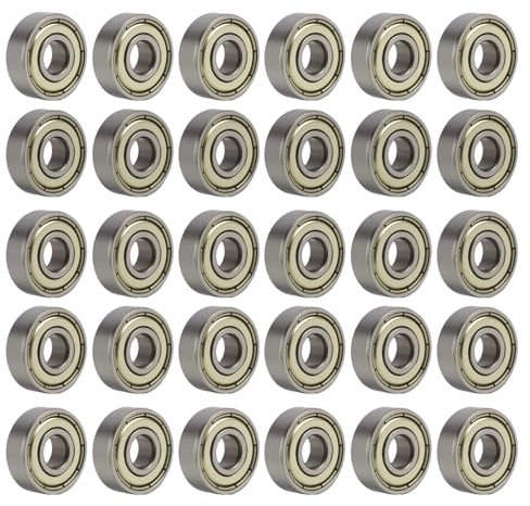 30 Pezzi Cuscinetti a Sfera 608ZZ, Cuscinetto a Sfera 8x22x7 mm, Doppia Schermatura, per Skateboard, Scooter, Stampanti 3D, Modellismo, 608 ZZ Kugellager in Acciaio Resistente