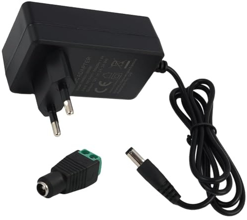 Alimentador 12V 2A, Fuente de Alimentación 12V DC 2A 24W, Adaptador Transformador de 230V AC a 24V DC, Alimentador Universal para Tiras LED, Cámaras de Seguridad y Más, Conector 5.5x2.1mm
