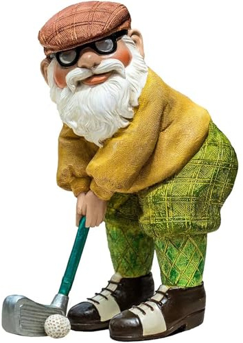 Mcuhm Garden Gnome Ornament - Handmade Resin Golfing Gnome Statue, Lightweight & Weatherproof Outdoor Decor for Garden, Patio, Yard for Gnome Lovers & Handmade Collectors