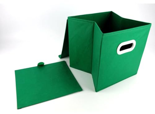 Ciieeo Scatola Contenitore Pieghevole con Coperchio Verde 28x28x28 Cm