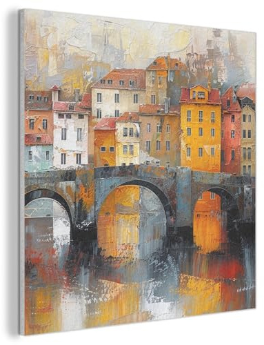 MuchoWow© Fieltros Decoracion Salon Moderno Para Dormitorio Adorno Pared | 60x60 cm - Estilo Actual Comedor Pasillo Wall Art Canal - Casas - Arte