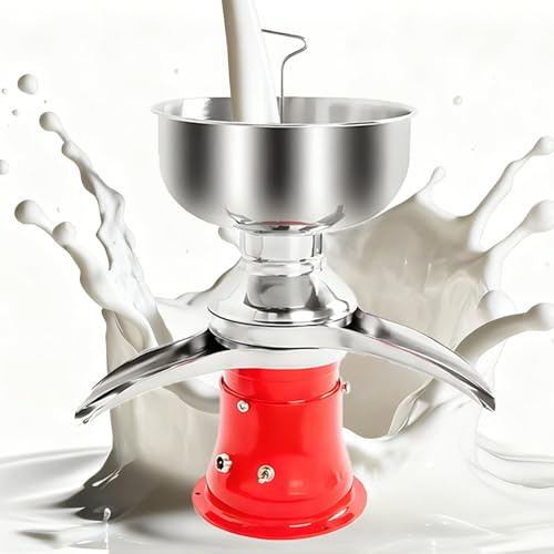 QianCruxtacy Separatore di Crema di Latte Elettrico 50L/H, Macchina Centrifuga Multifunzione per Burro e Latte Scremato, Bowl 5L Acciaio Inossidabile, Adatta per Latte di Mucca, Capra e Pecora Red