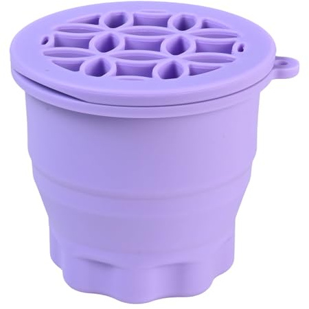 Makeup Brush Cleaner, Foldable Silicone Makeup Brush Cleaner Bowl, Beauty Tools for Washing, Drying and Storing Sponges, Powder Puffs (Purple)