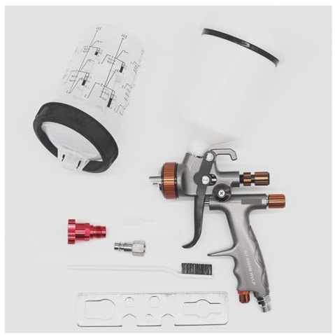 FJLKGDSP Pistola pulverizadora con boquilla de 1,3 mm, pistola pintura aire, a base agua, aerógrafo for automóviles(Orange)
