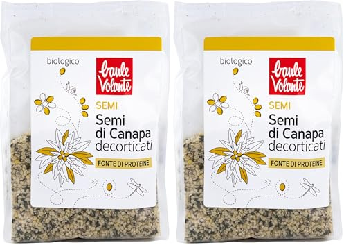 Baule Volante Semi di Canapa Decorticati – Semi di Canapa Bio - Ricco di Proteine ​​e Fibre – Ideale per Insalate e Zuppe - 200g (Confezione da 2)