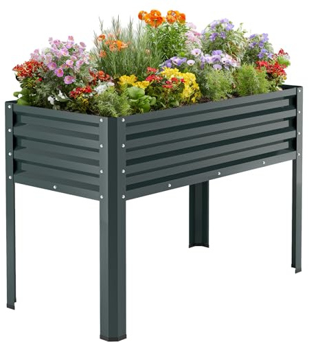 Hochbeet aus Metall, Verzinkter Stahl Rostfrei, 116x60x80 cm Hochbeet für Garten, Terrasse & Balkon, Pflanzkasten für Gemüse, Kräuter und Blumen, Langlebiges Pflanzbeet