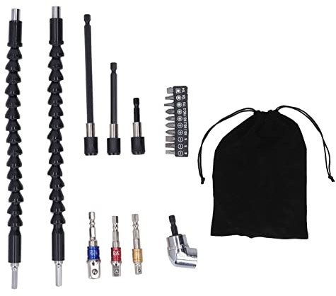 Cloimei Bohrer-Verlängerungsset, flexibel, biegbar, rechtwinklig, 105 Grad, Universal-Stecknuss-Adapter, Schraubendreher-Bit-Halter-Set für enge Räume, schwer zugängliche Bereiche,
