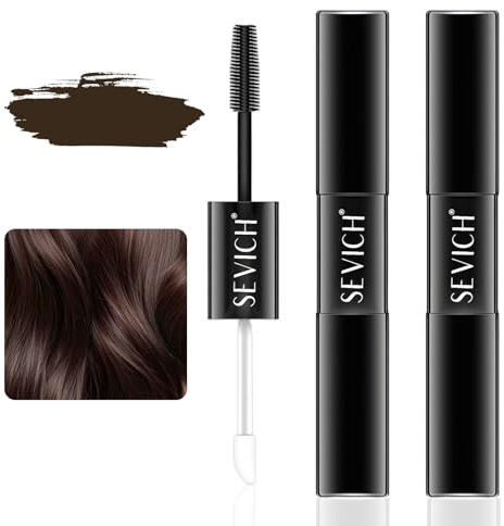 2 Stück Haarmascara Braun Haar Mascara Haaransatz Kaschieren Graue Haare Abdecken Grauhaarabdeckung Frauen Hair Mascara Hair Concealer Haaransatz Stift Sanft Doppelkopf-Design Leicht Zu Reinigen 7 Ml