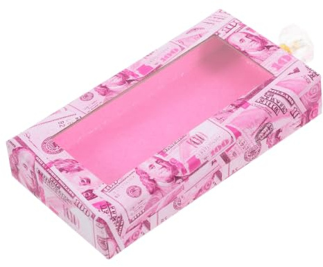 Healeved Caja de Pestañas Vacía Caja de Almacenamiento de Pestañas de Cartón Rectangular Rosa Ventana y Tirador Diamante Uso Personal Salones de Belleza