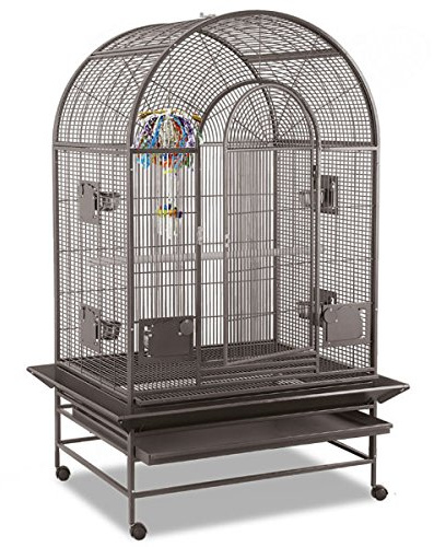 Montana Cages | Miami Antik - großer Vogelkäfig ca. 105 x 86 x 166 cm, Voliere für Sittiche & Finken mit 6 Außenfuttertüren, Edelstahlnäpfen, Auffangschürze & Rollenfüßen