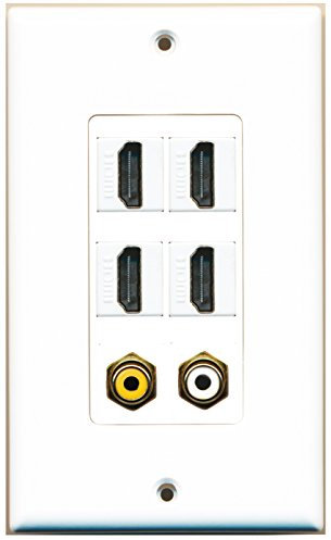 Riteav – 4 porte HDMI 1 RCA bianco 1 RCA giallo da parete decorativo