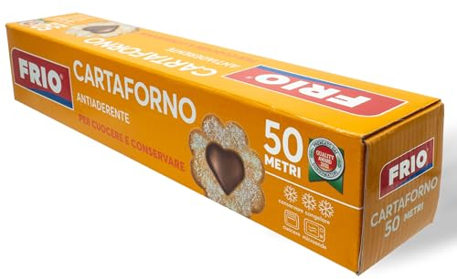 FRIO - Rotolo Carta Forno 50 metri x 33 cm - Antiaderente per Forno, Microonde e Conservazione - Pronto all'Uso - Ideale per Pizze e Teglie - Biodegradabile, Riciclabile, Compostabile