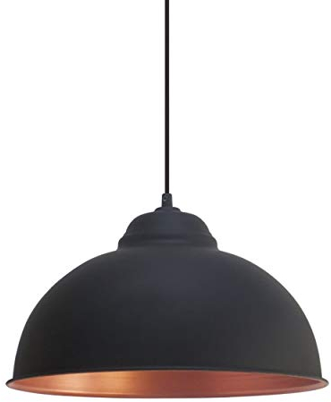 Eglo Lampada a sospensione Truro 2, lampada da parete in design industrial vintage, retrò e industrial, acciaio nero, rame, E27