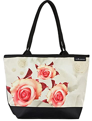 VON LILIENFELD Borsa Donna Shopper Dimensioni 42 x 30 x 15 cm Borsa da spiaggia Ufficio Rose crema