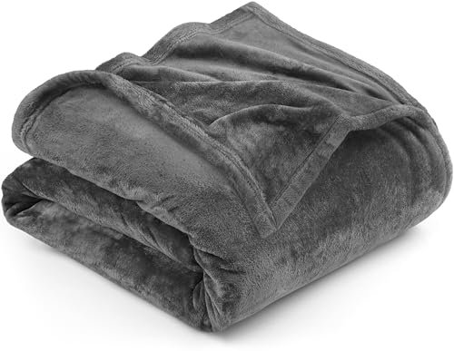 Utopia Bedding Coperta Pile Blanket [259x228 cm, Grigio] Coperta Calda per Letto, Divano, Sedia e Divano - 300 GSM Morbida, Accogliente e Spessa per Tutte le Stagioni