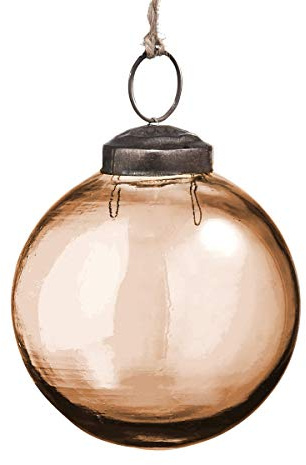 BUTLERS Hang ON - Glasanhänger Ø 7,5 cm Kugel - orangene Weihnachtskugel - Baumschmuck aus Glas - Weihnachtsdeko für den Christbaum