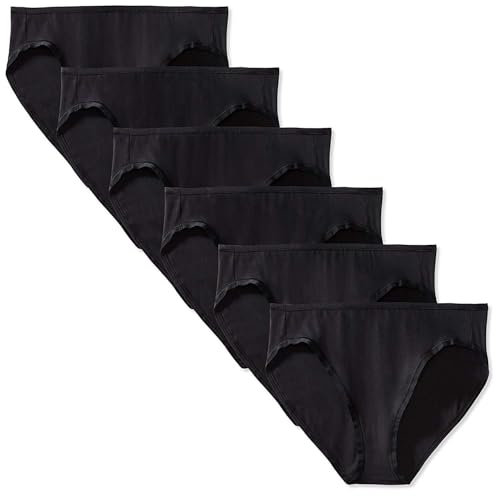 Amazon Essentials Women's Bikinitrosor underkläder i bomull (finns i plusstorlek), Pack of 10, Svart, M