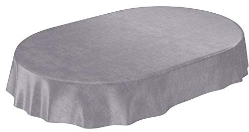 ANRO Tischdecke Wachstuchtischdecke Wachstuch Wachstischdecke Tischdecke Beton Grau Uni Urban Oval 200x140cm eingefasst abwaschbar wasserabweisend Gartentischdecke Meterware pflegeleicht