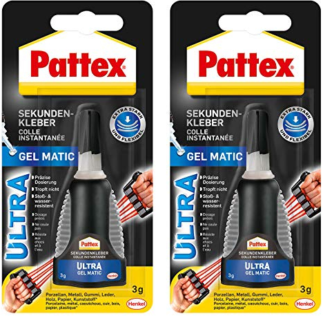 Pattex Sekundenkleber Ultra Ge Matic 3 g, PSG5C (2 Packungen/Ultra Gel Matic 3g)