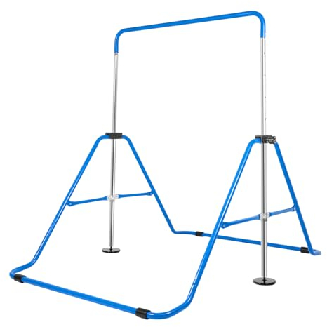 DIFU Turnreck Gymnastik Reck 4.25FT Turnstange Reckstange Garten Kinder Klimmzugstange Reckanlage Horizontale Training Bar Trainingsgeräte Outdoor Fitness Höhenverstellbar, Blau