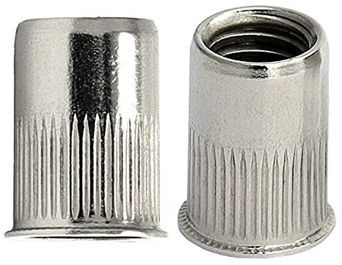 OPIOL QUALITY® Einnietmuttern kl. Senkkopf Rundschaft offen gerändelt M5x11 mm aus Edelstahl A2 V2A (50 Stück) Nietmuttern Muttern Senkkopfmuttern Blindnietmuttern