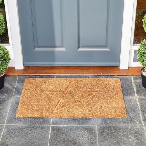 Garden Mile Doormats - Heavy Duty Coir Door Mat - Large Doormat 75 x 45 cm - Star Design Non Slip Door Mats With PVC Backing - Indoor Outdoor Mat (Starstruck)