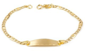 Monde Petit Esclava Bebe Oro Amarillo lisa eslabón figaro 3x1 texturado (9kts) - Estuche Regalo - Certificado de Garantía