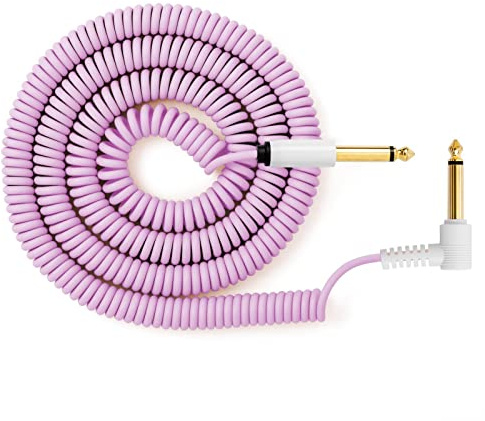 MyVolts Candycord - Cavo audio speciale per chitarra, da jack mono dritto grande a jack mono ad angolo grande, riccio, da 100 cm a 200 cm, colore viola gelatina