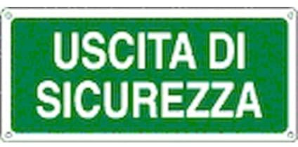 NEW CARTELLO SEGNALETICO UNI - uscita di sicurezza - Adesivo Extra Resistente, Pannello in Forex, Pannello In Alluminio (PANNELLO IN ALLUMINIO 30X12 CM)