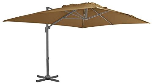 Catherinol Ampelschirm mit Aluminium-Mast, Sonnenschirm, Schirm, Markise, Parasol, Dreifachschirm, Vsonnenschirm, Pavillons & Markisen, Marktschirm, Sunshade, Taupe 400 x 300 cm