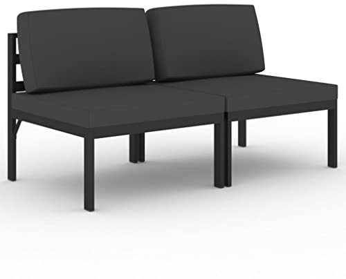 vidaXL Gartensofa 2-Sitzer mit Kissen Aluminium Anthrazit