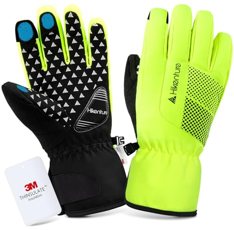 HIKENTURE Winterhandschuhe- [Mit 3M Thinsulate Insulation] - Warme Fahrradhandschuhe Herren Damen Winter - wasserdichte Touchscreen Handschuhe Fahrrad Winter - Winterhandschuhe Fahrrad-A4-XL