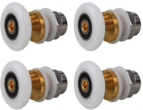 Qikuver Duschtürrollen, Durchmesser 20 mm, für Badezimmer, Glasschiebetür-Riemen/Laufräder, starke Tragfähigkeit, ultra-leiser Duschglastür-Rollen, Ersatz (20 mm), 4 Stück
