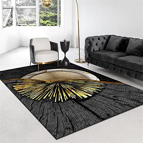 DJHWWD deko Wohnung Auslegware Kinderzimmer Wohnzimmer dekorativer rechteckiger Teppich Schwarz Esszimmer schmutzabweisend küche modern 200X300CM