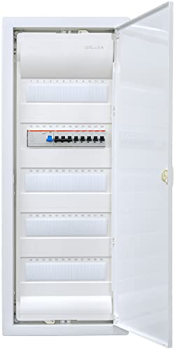 Hager Unterputzverteiler 5-reihig VU60NC ANSCHLUSSFERTIG verdrahtet mit Klemmblock. Bestückung ABB 1x FI 4-pol. + 1x 3pol + 5x 1pol LS B16A